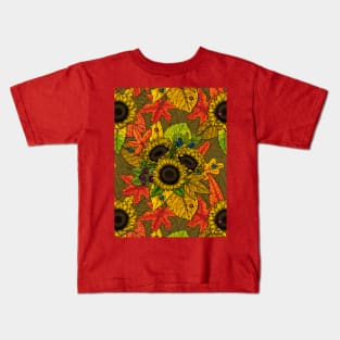 Autumn bouquet on brown Kids T-Shirt